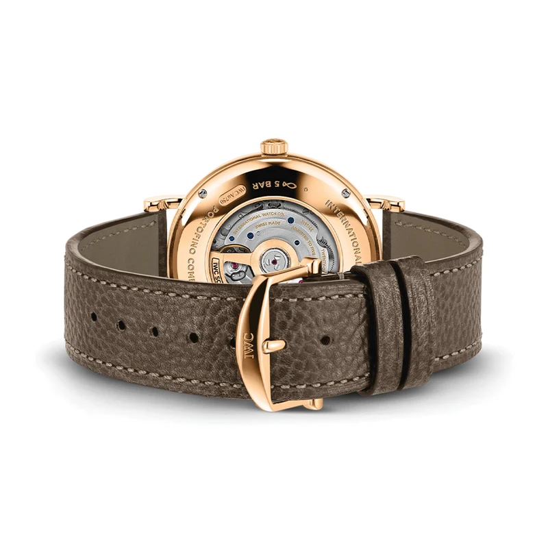 Portofino Complete Calendar 18K 5N Gold Case 41mm - Silver-Plated on Leather Strap