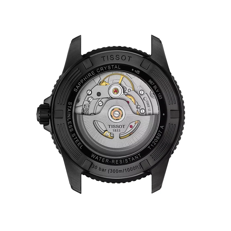 Seastar 1000 Powermatic 80 Black PVD 40mm - Blue on Rubber Strap