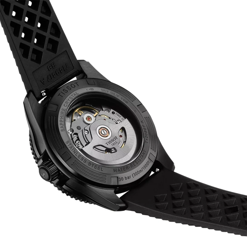 Seastar 1000 Powermatic 80 Black PVD 40mm - Blue on Rubber Strap