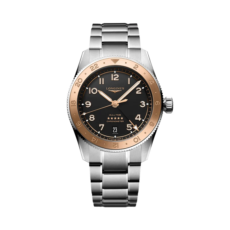 Spirit Zulu Time "1925" 18K Rose-Gold Capped Bezel 39mm - Black on Bracelet