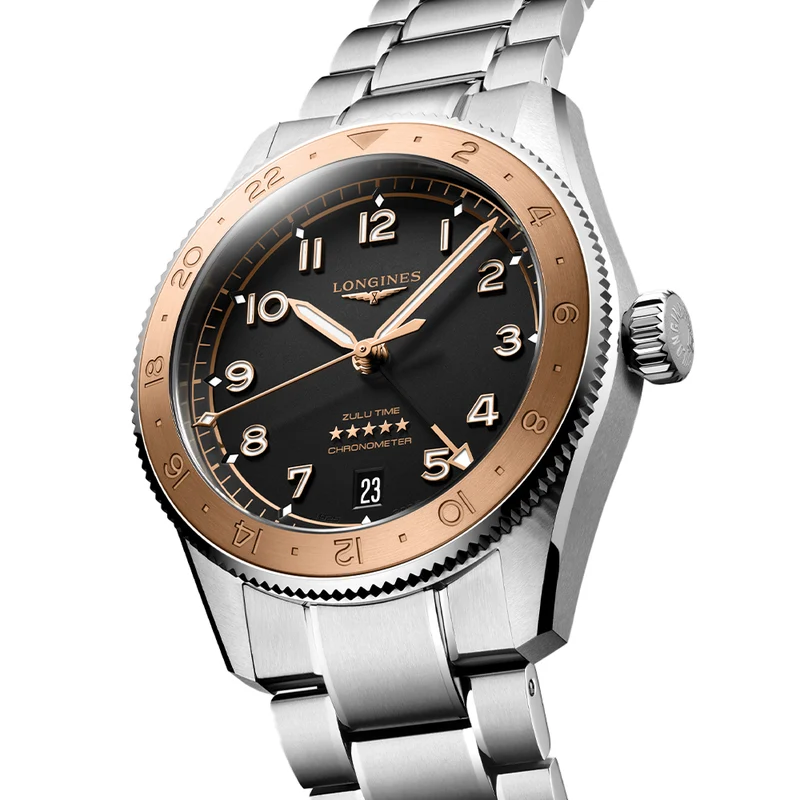 Spirit Zulu Time "1925" 18K Rose-Gold Capped Bezel 39mm - Black on Bracelet