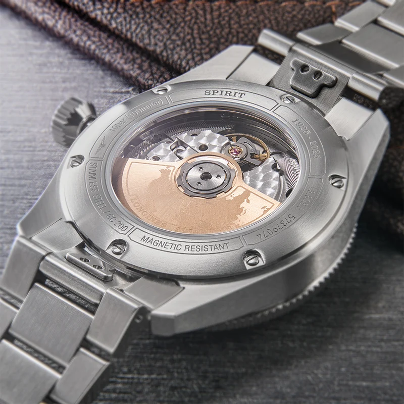 Spirit Zulu Time "1925" 18K Rose-Gold Capped Bezel 39mm - Black on Bracelet