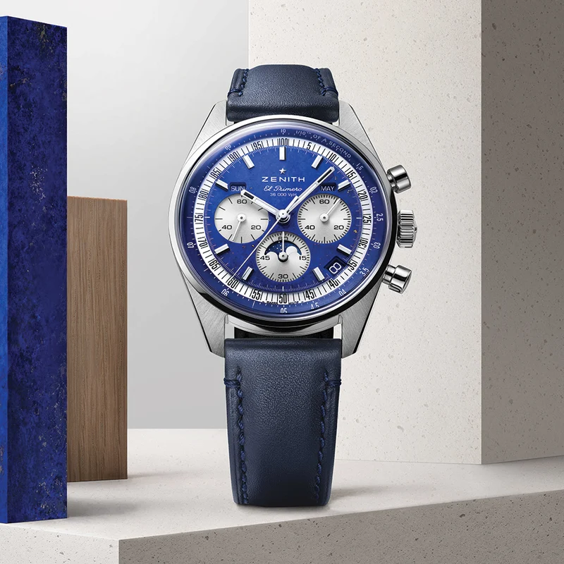 Chronomaster Original Acier Lapis Lazuli 38mm - Blue on Leather Strap and Bracelet
