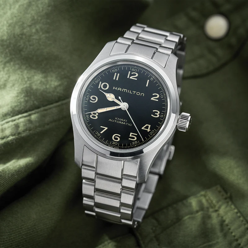 Khaki Field Murph Bundle 42mm - Black on Leather Strap with Extra Bracelet