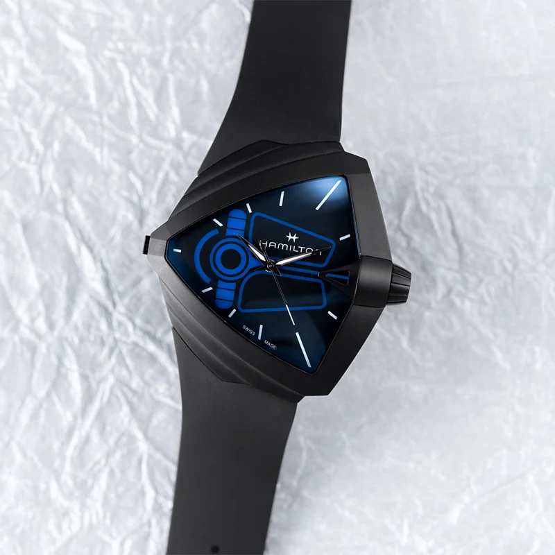 Ventura XXL Bright Dune Limited Edition Quartz Black PVD 52mm x 48mm - Black on Rubber Strap