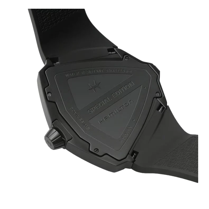 Ventura XXL Bright Dune Limited Edition Quartz Black PVD 52mm x 48mm - Black on Rubber Strap