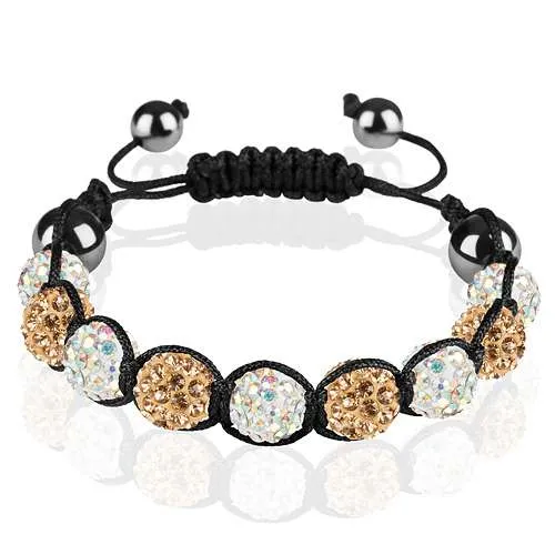 Shamballa Armband Glücksbringer Kristall zweifarbig