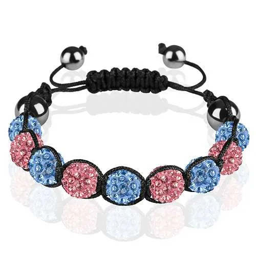 Shamballa Armband Glücksbringer Kristall zweifarbig