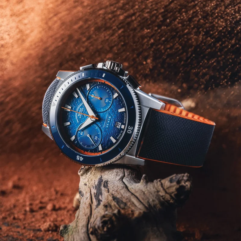 Sportivo Active Chronograph 42.5mm - Blue on Canvas-Rubber Strap