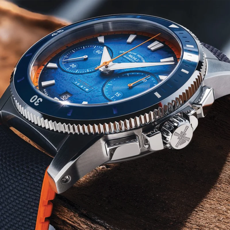 Sportivo Active Chronograph 42.5mm - Blue on Canvas-Rubber Strap