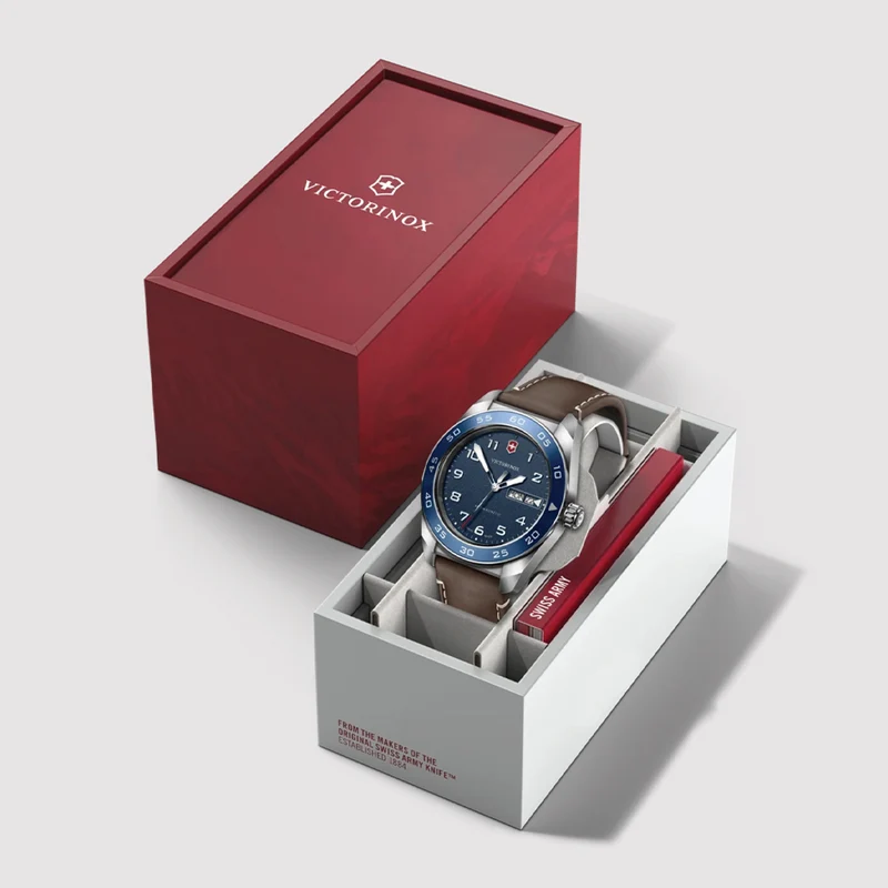 Swiss Army Quartz 42mm - Blue on Brown Leather Strap