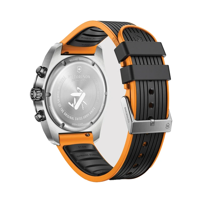 Swiss Army Chrono Quartz 42mm - Black on Black and Orange Rubber Strap