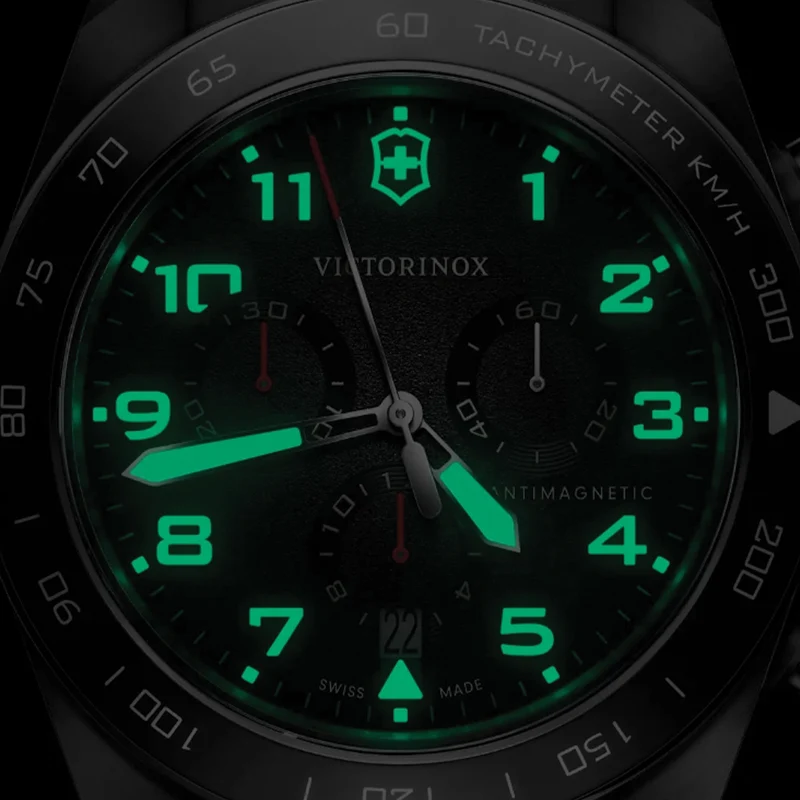 Swiss Army Chrono Quartz 42mm - Black on Brown Leather Strap