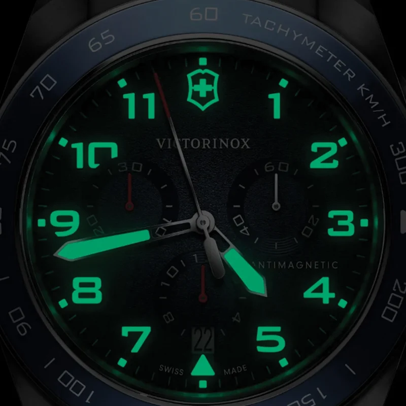 Swiss Army Chrono Quartz 42mm - Blue on Black Leather Strap