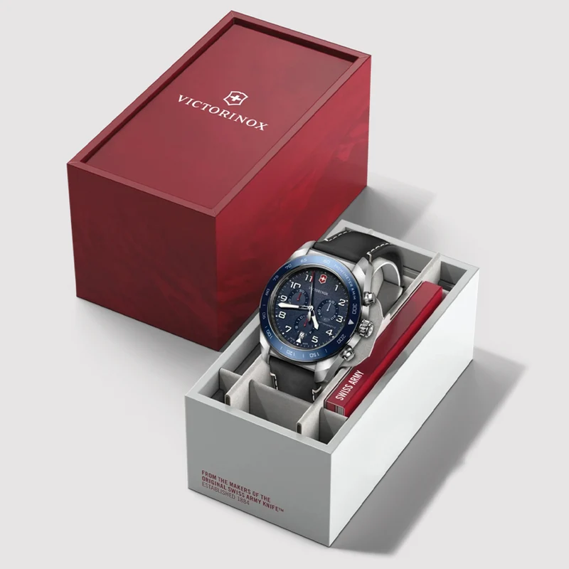Swiss Army Chrono Quartz 42mm - Blue on Black Leather Strap