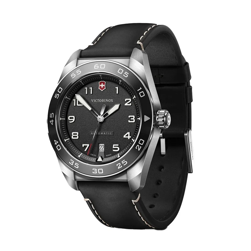 Swiss Army Automatic 42mm - Black on Black Leather Strap