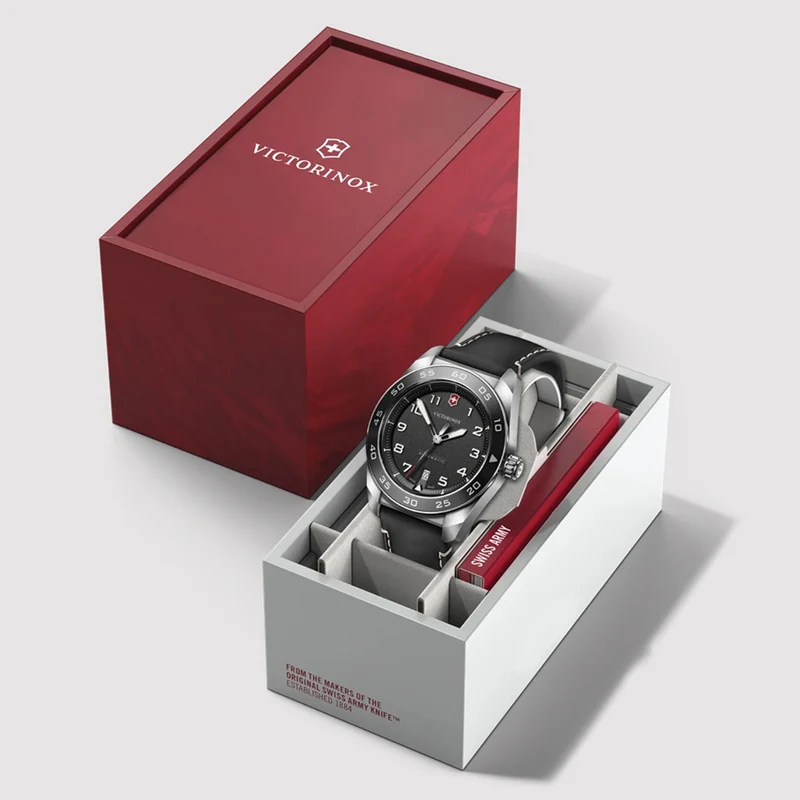 Swiss Army Automatic 42mm - Black on Black Leather Strap