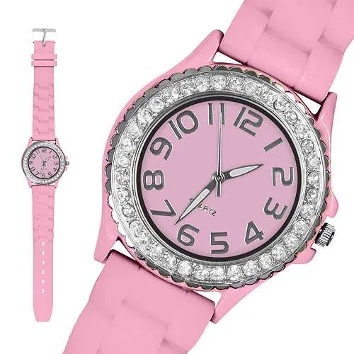 Damen Silikon Armbanduhr Kristall Uhr Bling Strass