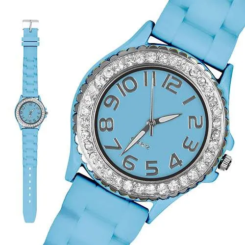 Damen Silikon Armbanduhr Kristall Uhr Bling Strass