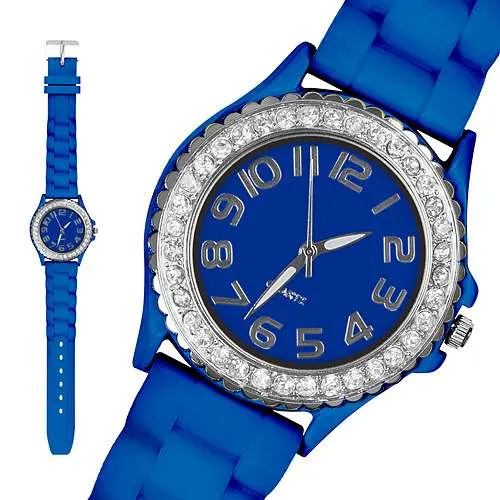 Damen Silikon Armbanduhr Kristall Uhr Bling Strass