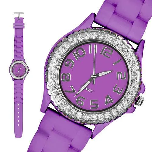 Damen Silikon Armbanduhr Kristall Uhr Bling Strass