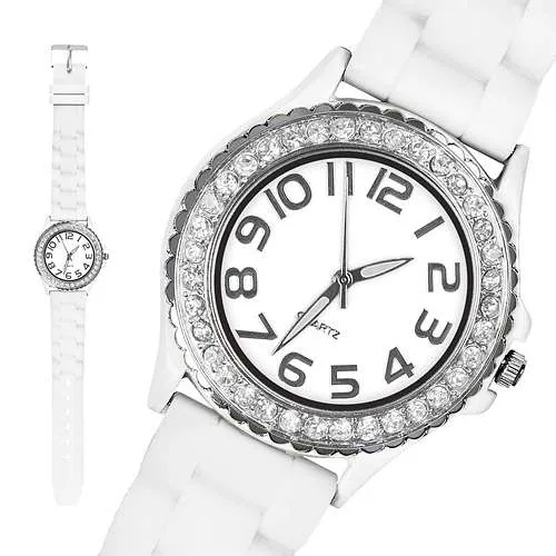 Damen Silikon Armbanduhr Kristall Uhr Bling Strass