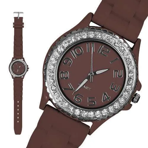 Damen Silikon Armbanduhr Kristall Uhr Bling Strass