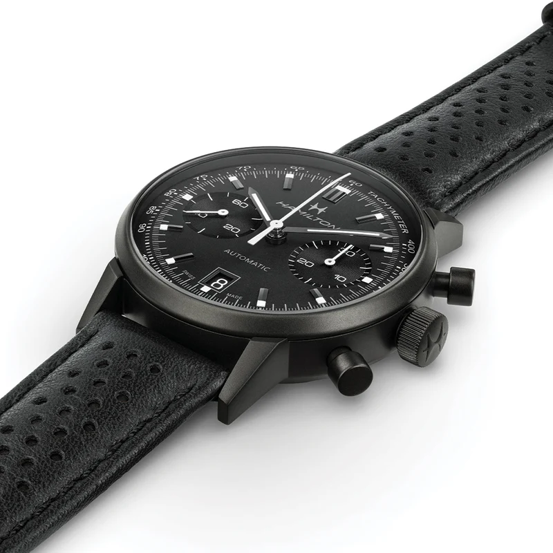 American Classic Intra-Matic Auto Chrono PVD 40mm - Black on Leather Strap