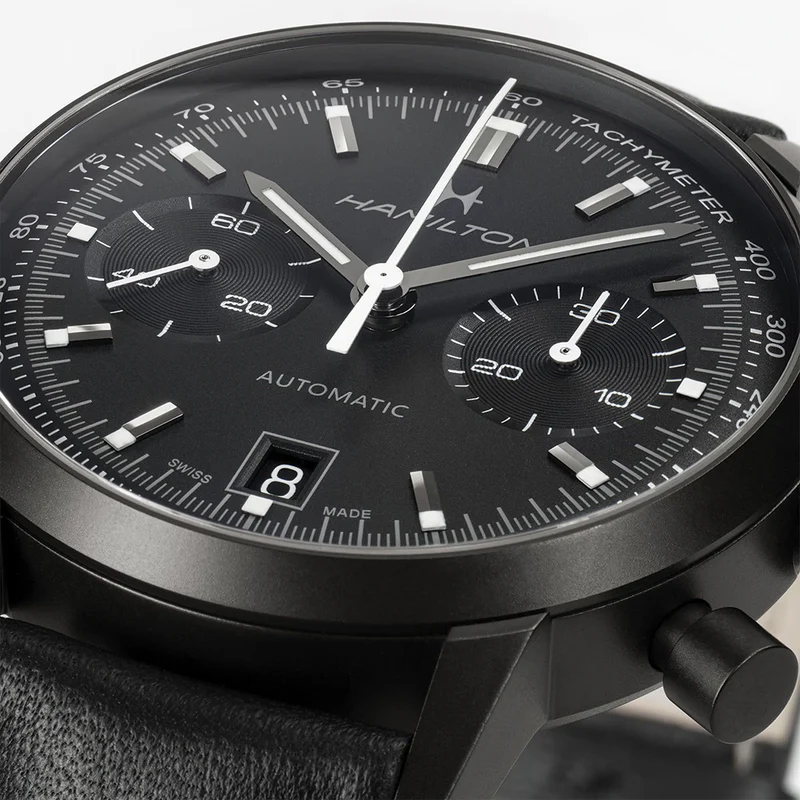 American Classic Intra-Matic Auto Chrono PVD 40mm - Black on Leather Strap
