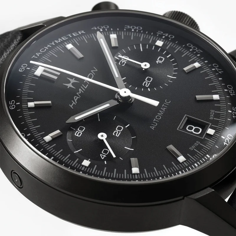 American Classic Intra-Matic Auto Chrono PVD 40mm - Black on Leather Strap