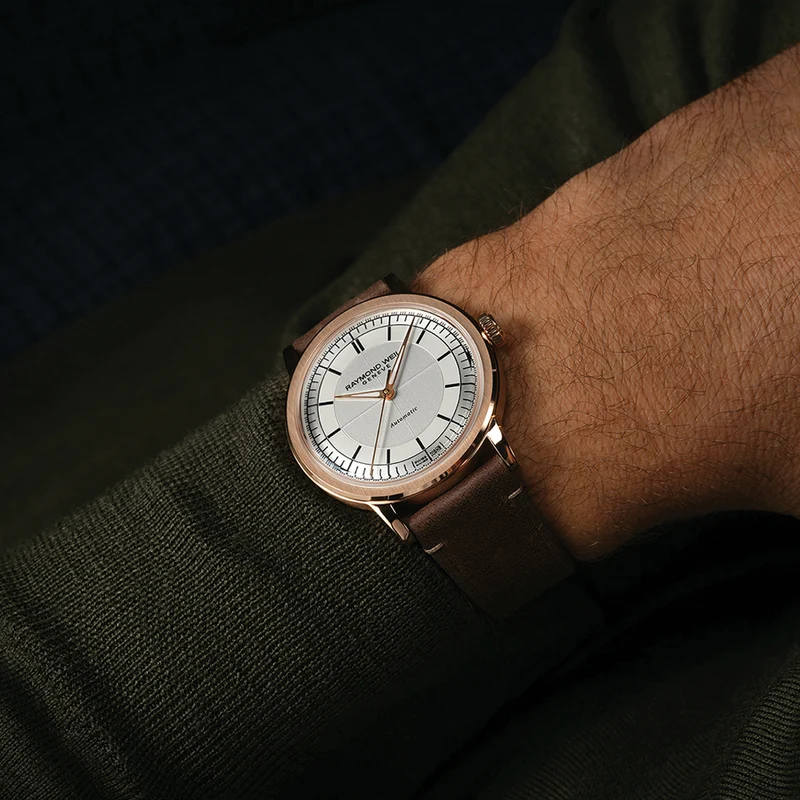 Millesime Men's Automatic Sector Dial 39.5mm - Silver on Leather Strap