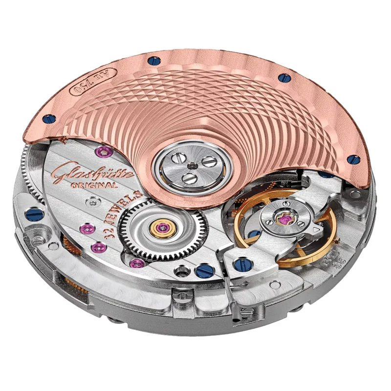 Serenade Luna Automatic Diamond Red Gold 32.5mm - Green on Leather Strap