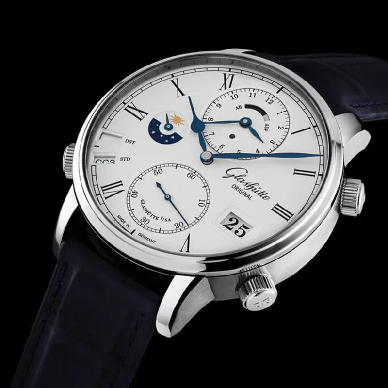 Senator Cosmopolite Automatic White Gold 44mm - Silver on Leather Strap