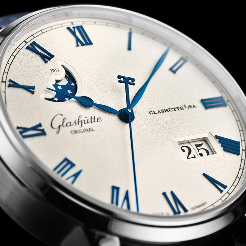 Senator Excellence Panorama Date Moon Phase 40mm - Silver on Leather Strap