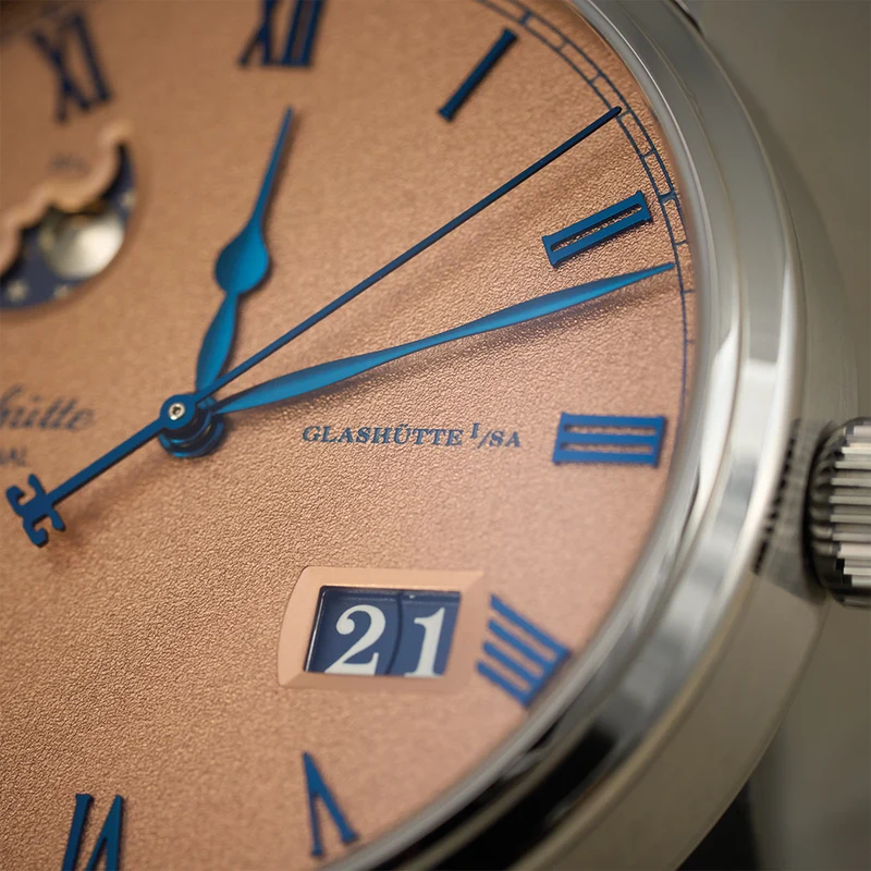 Senator Excellence Panorama Date Moon Phase 40mm - Frosted Copper on Leather Strap
