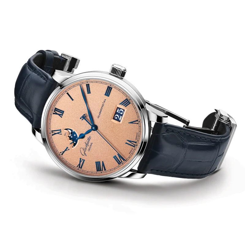 Senator Excellence Panorama Date Moon Phase 40mm - Frosted Copper on Leather Strap