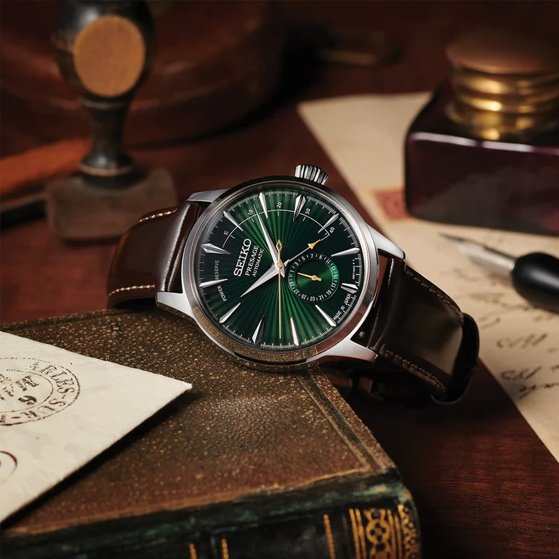 SSA459 Presage Cocktail Time Automatic 40.5mm - Green on Leather Strap