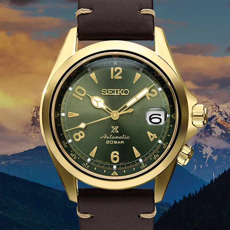 SPB210 Prospex Alpinist Automatic Gold 39.5mm - Green on Leather Strap