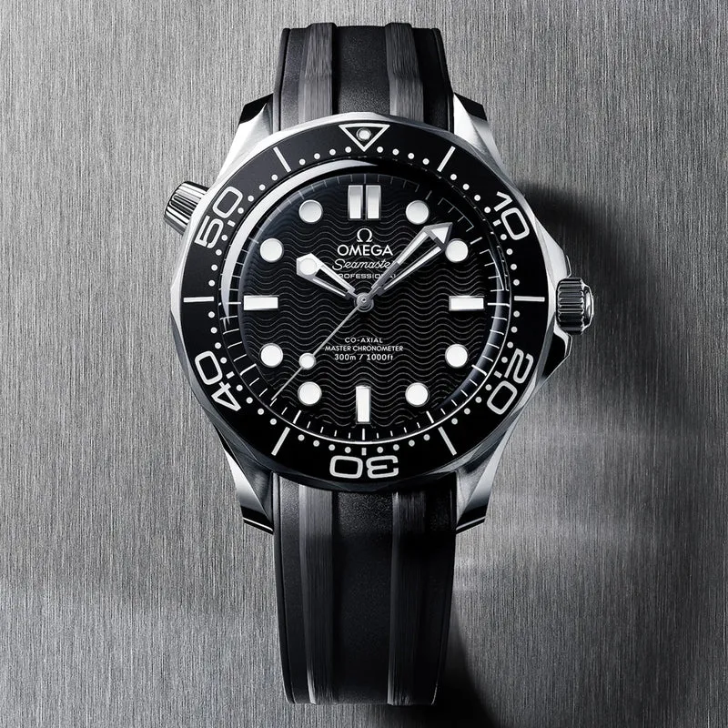 Seamaster Diver 300M Aluminum Bezel 42mm - Black on Rubber Strap