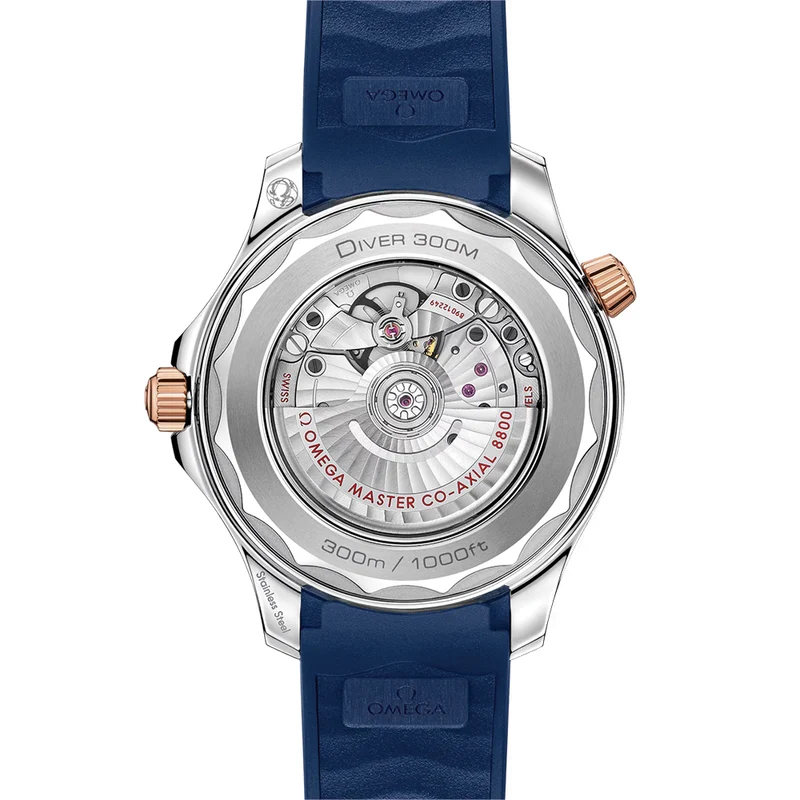 Seamaster Diver 300M Steel and Sedna™ Gold 42mm - Blue on Rubber Strap