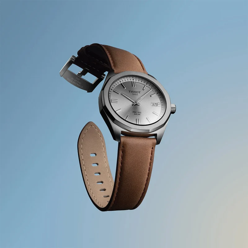 PRC 100 Solar Quartz 39mm - Silver on Leather Strap