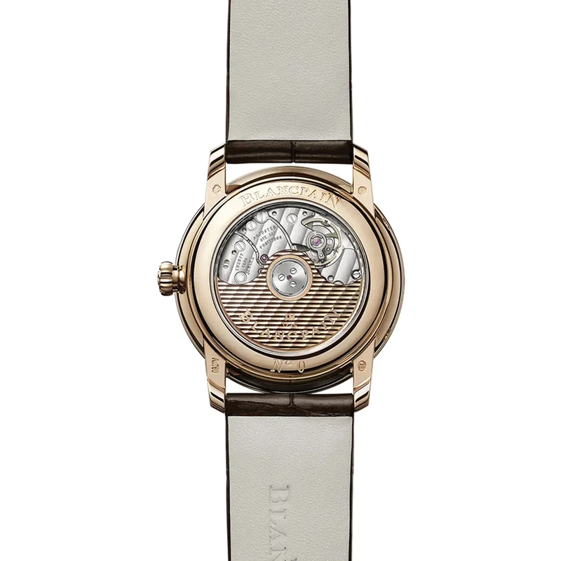 Villeret Calendar Moonphase Red Gold 33.2mm - White on Leather Strap