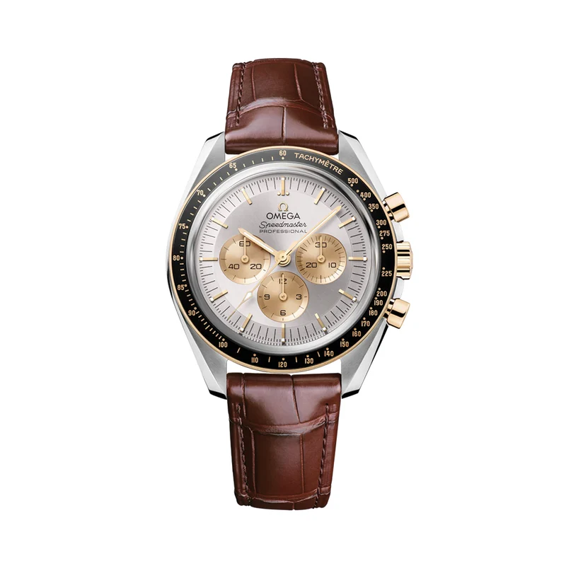 Speedmaster Moonwatch Professional Moonshine™ Gold and Steel 42mm ‑ Silver on Leather Strap