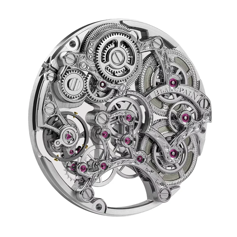 Villeret Squelette 8 Days White Gold 38mm - Skeleton Silver on Leather Strap