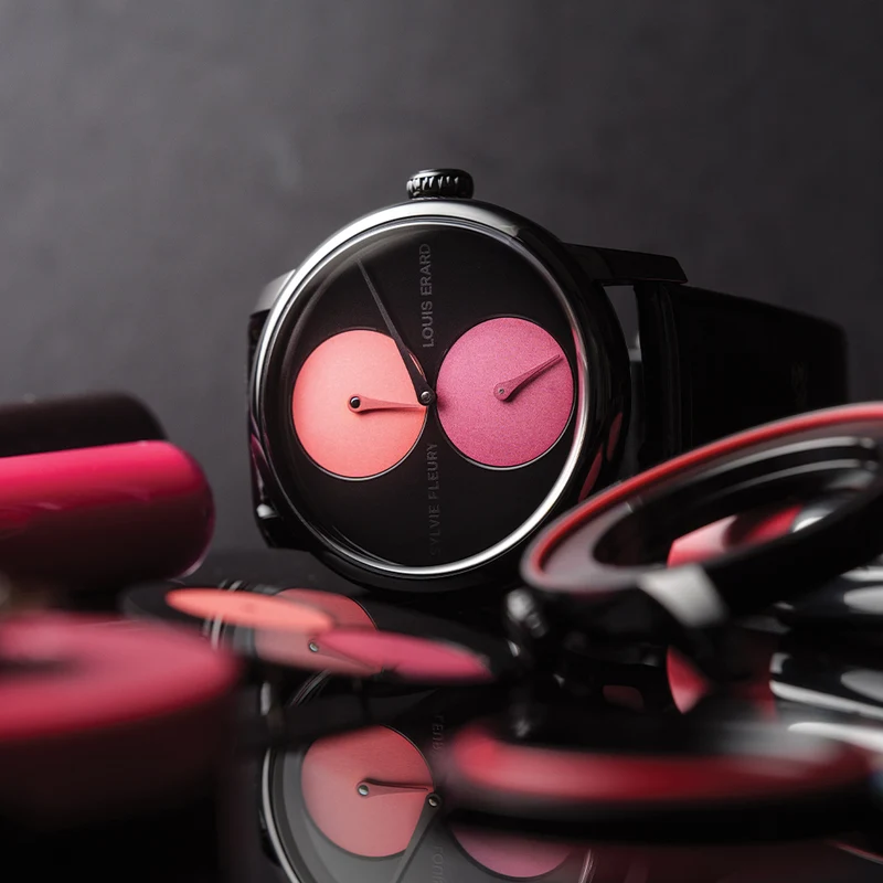 Louis Erard x Sylvie Fleury Le Régulateur "Palette of Shadows" 39mm - Black on Leather Strap