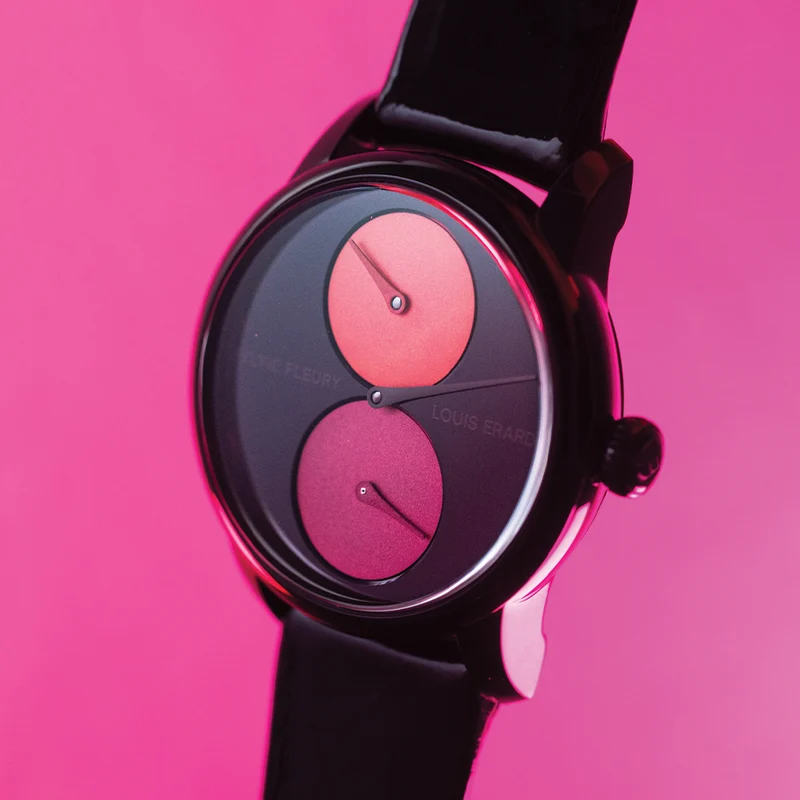 Louis Erard x Sylvie Fleury Le Régulateur "Palette of Shadows" 39mm - Black on Leather Strap