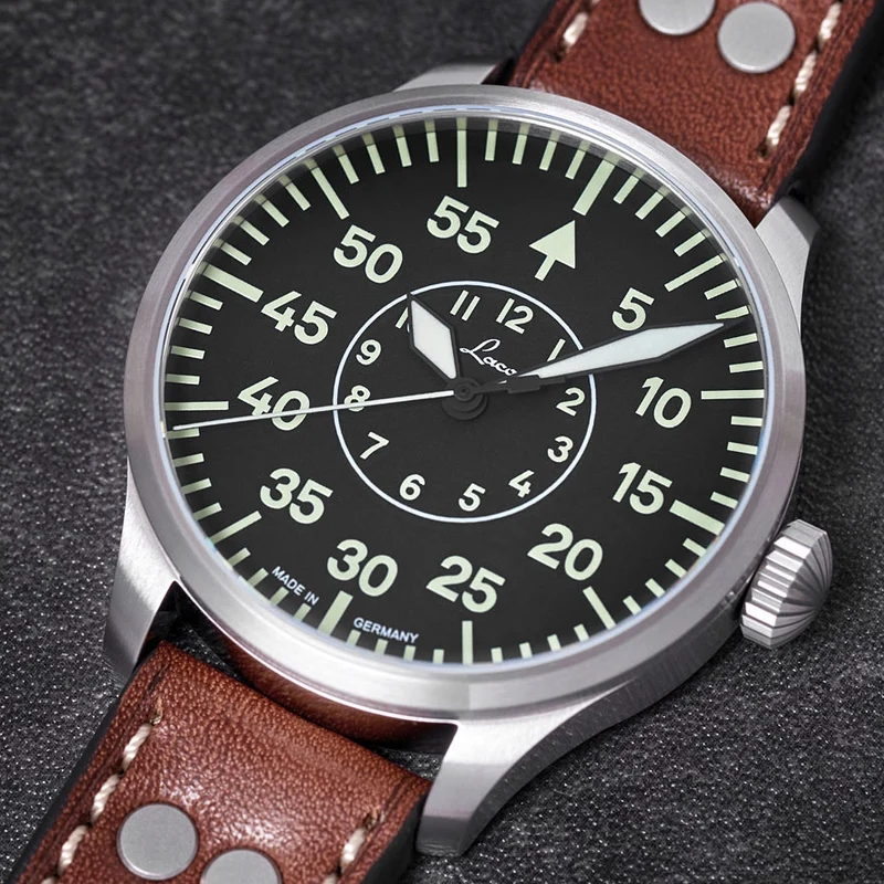 Pilot Watch Basic Aachen 42mm - Black on Leather Strap