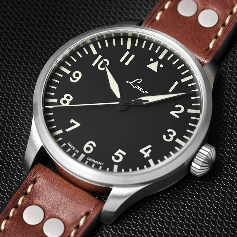 Pilot Watch Basic Augsburg 39mm - Black on Leather Strap
