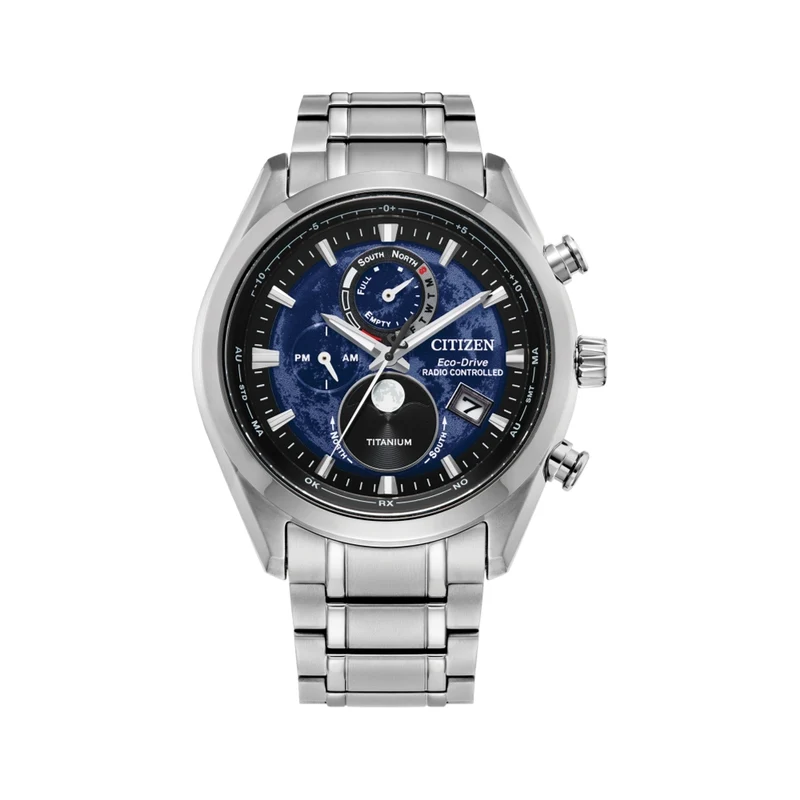 Tsuki-yomi A-T Sport Luxury H874 Eco-Drive 43mm - Blue on Bracelet