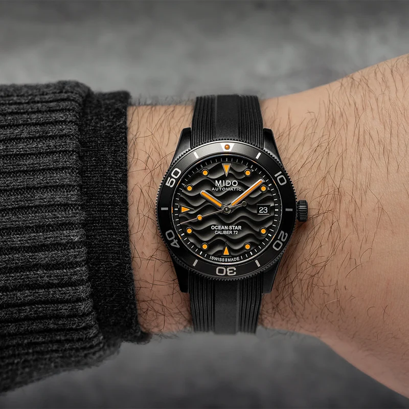 Ocean Star Black PVD 39mm - Black on Rubber Strap